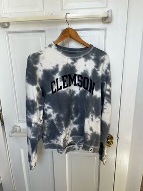 CLEMSON League Unwind Script Logo Sweatshirt - Gray & White